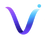 stylized, gradient purple and blue "V" logo with a glowing dot at the top right, on a white background